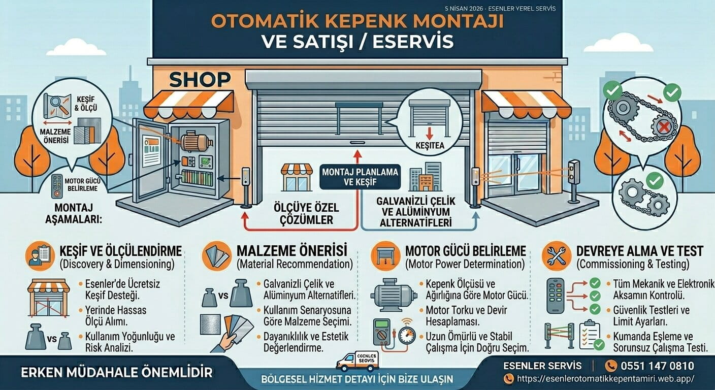 Otomatik kepenk montajı illüstrasyonu